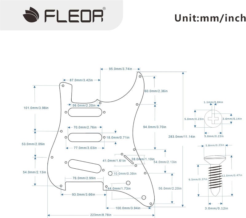 FLEOR 11 Holes ST Style Pickguard SSS Guitar Pickguard Pick Guard Scratchplate with Screws Set,4Ply Grey Pearl - Image 2